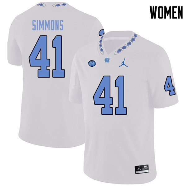 Jordan Brand Women #41 Brian Simmons North Carolina Tar Heels College Football Jerseys Sale-White